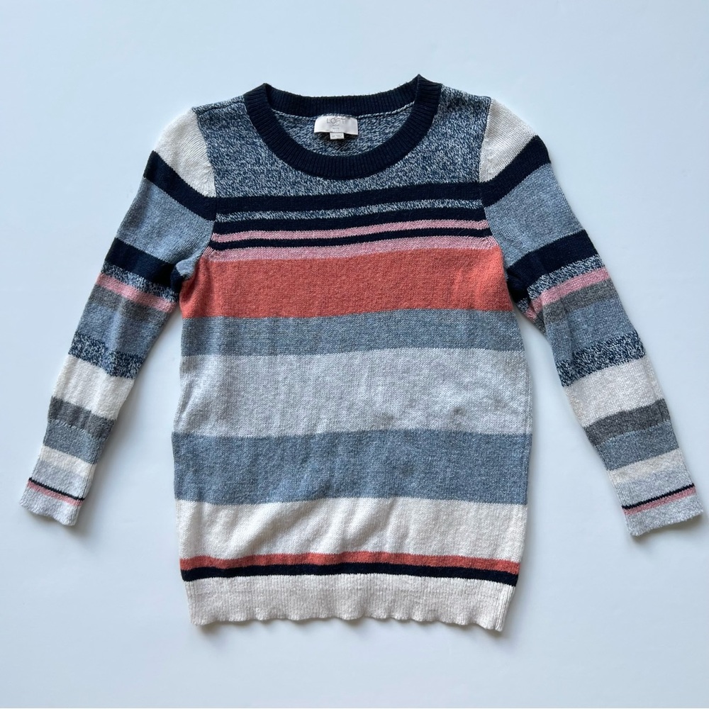 Loft Outlet Multicolor Striped Sweater, Small Petite